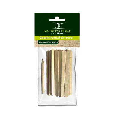 Wooden Plant Labels 150mm x 10mm with Pencil 25pk