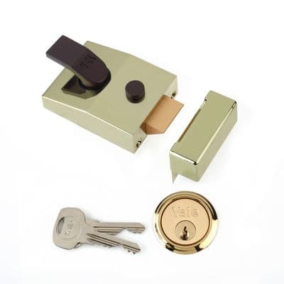 Yale Deadlocking Standard Nightlatch Security Lock - Brasslux - 60mm