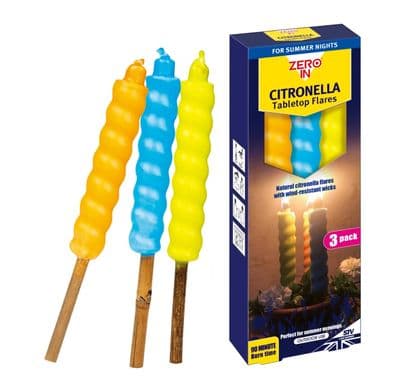 Zero In Table Top Citronella Flares - Pack 3 Beach Party