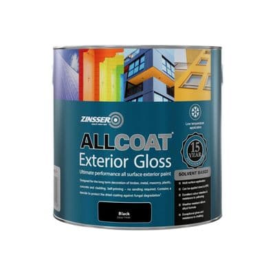 Zinsser Allcoat Exterior Solvent Based Gloss Black - 1L