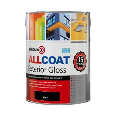 Zinsser Allcoat Exterior Water Based Gloss Black - 1L