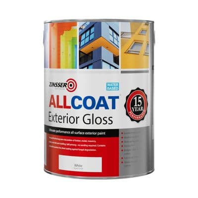 Zinsser Allcoat Exterior Water Based Gloss White - 5L