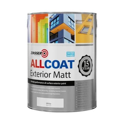 Zinsser Allcoat Exterior Water Based Matt White - 5L
