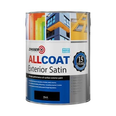 Zinsser Allcoat Exterior Water Based Satin Black - 2.5L