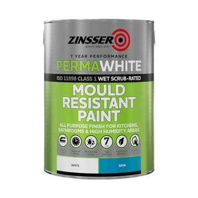 Zinsser Perma-White Interior Satin Mould Resistant Paint - 5L