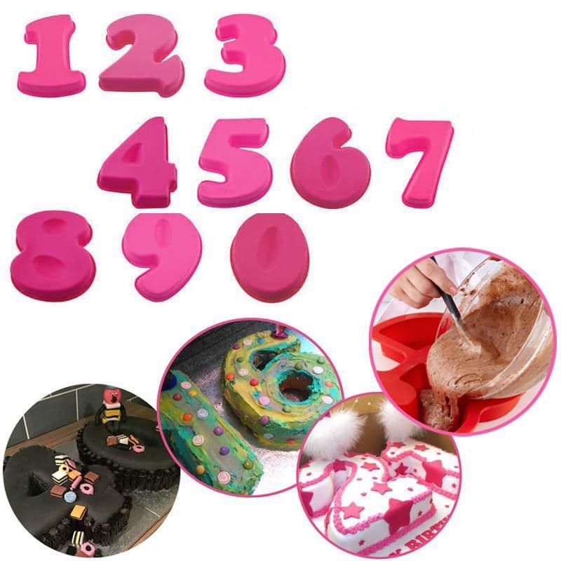 EXTRA LARGE Silicone Number Birthday Cake Baking Tin Mould 09 1 2 3