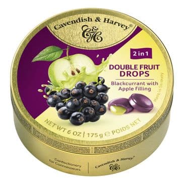 Cavendish & Harvey Double Fruit - Blackcurrant Drops Filled With Apple, 175G