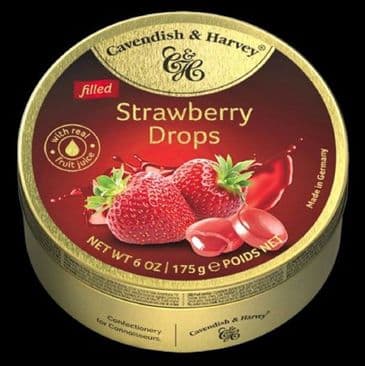 Cavendish & Harvey Filled Strawberry Drops (Travel Tin)