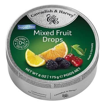 Cavendish & Harvey Mixed Fruit Drops SUGAR FREE (Travel Tin)