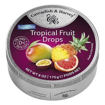 Cavendish & Harvey Tropical Fruit Drops SUGAR FREE (Tin)