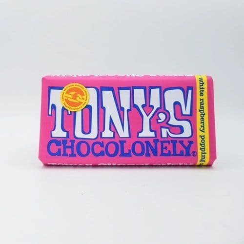 Tony's Chocolonely White Chocolate Raspberry Popping Candy 180g FAIRTRADE