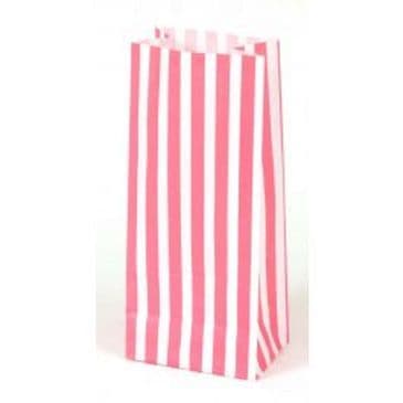 White/Pink Striped Paper Gift Bag