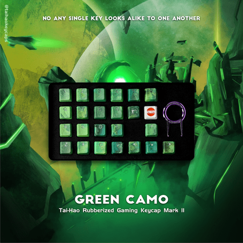 Tai-Hao Rubber Gaming Keycaps Green Camo 23 Keys