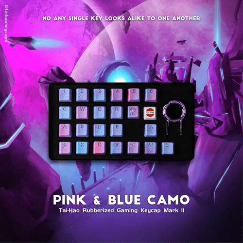 Tai-Hao Rubber Gaming Keycaps Pink & Blue Camo 23 Keys