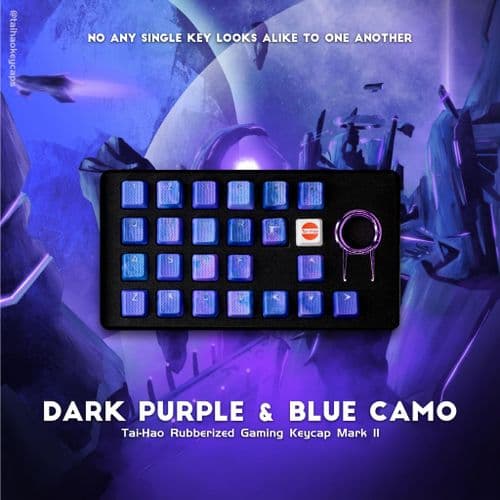 Tai-Hao Rubber Gaming Keycaps Purple & Blue Camo 23 Keys