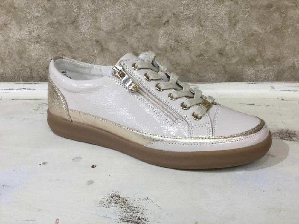 Caprice 23706-44 492 Cream Patent Trainer