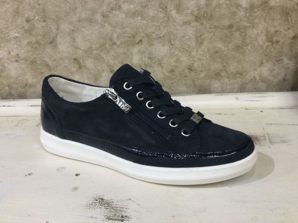 Caprice 23706-44 880 Navy Suede / Patent Trainer