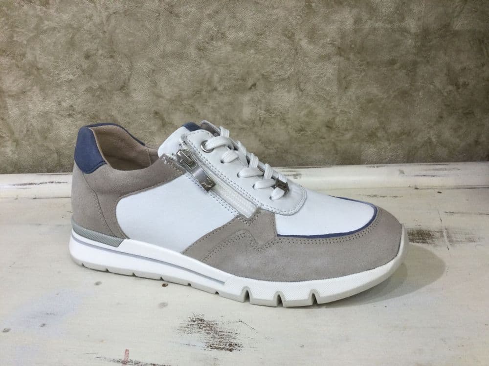 Caprice 23724-24 White/Blue Mix Lace and Zip Up Trainer