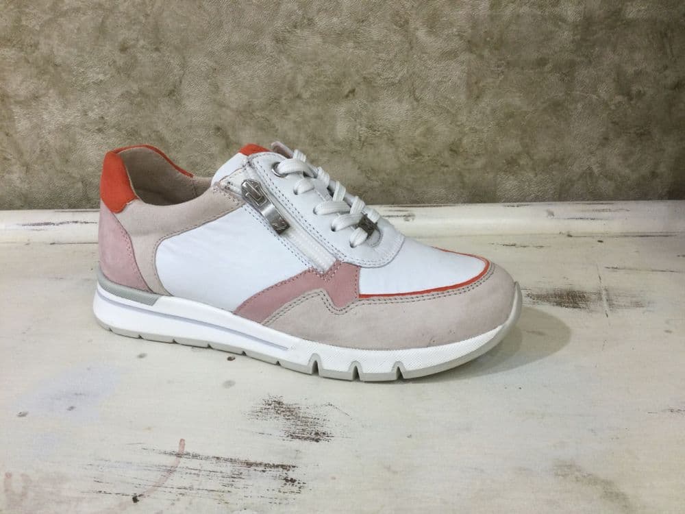 Caprice 23724-24 White/Pink Mix Lace and Zip Up Trainer