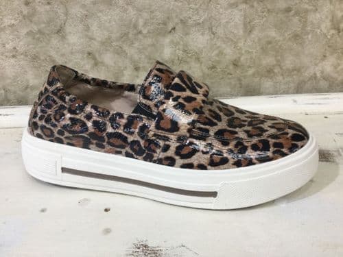 Caprice 24751-45-418 Leopard/Beige Mix Patent Loafer