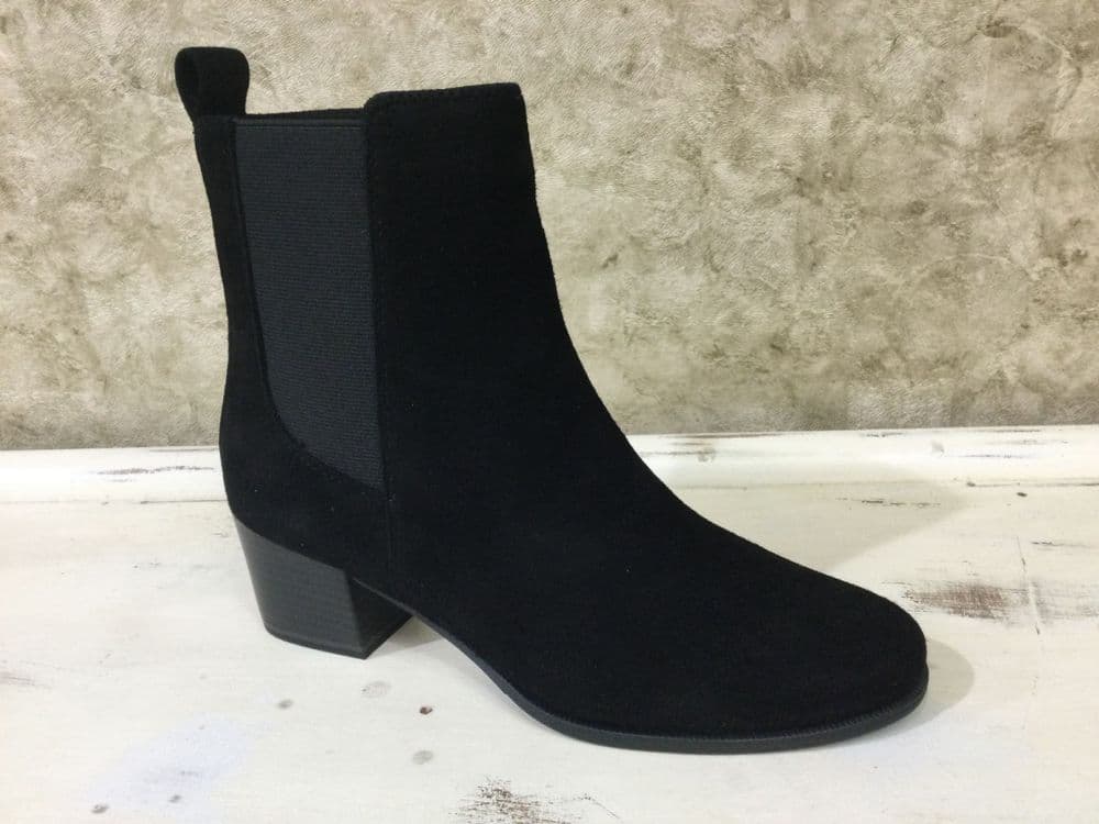 Caprice 25304-45 Black Suede Block Heeled Zip Up Boot