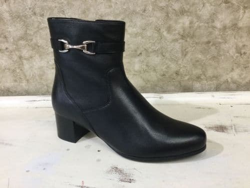 Caprice 25313-45 Black Nappa Block Heel Zip Up Ankle Boot