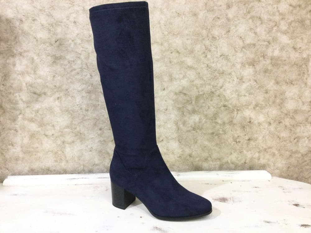 Caprice 25503-45-870 Navy Heeled Long Leg Boot