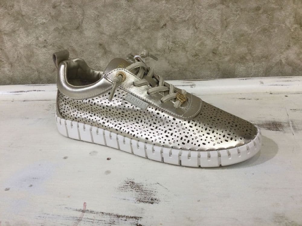 Carmela 16309914 Gold Leather Cut-out Slip on Trainer