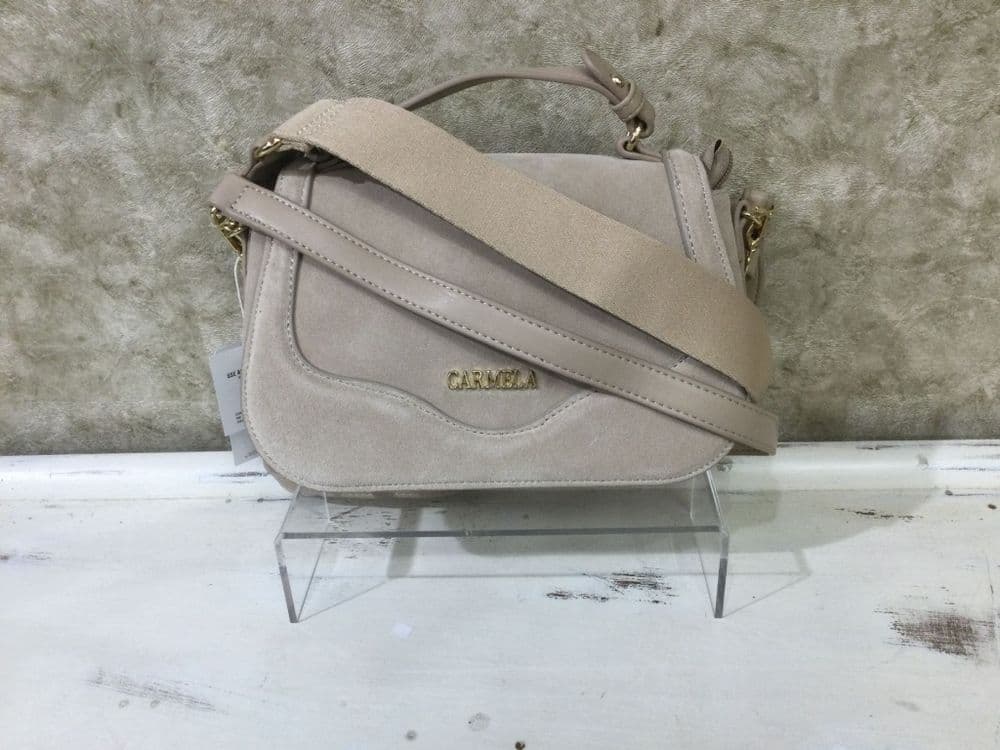 Carmela Handbag 186196 Beige Suede Crossbody Bag