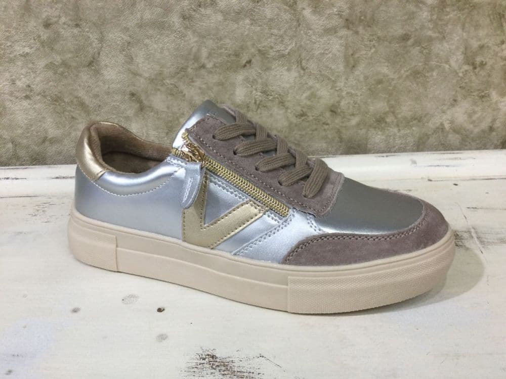 Drilleys Eighty One Metallic Mix Trainer with Side Zip