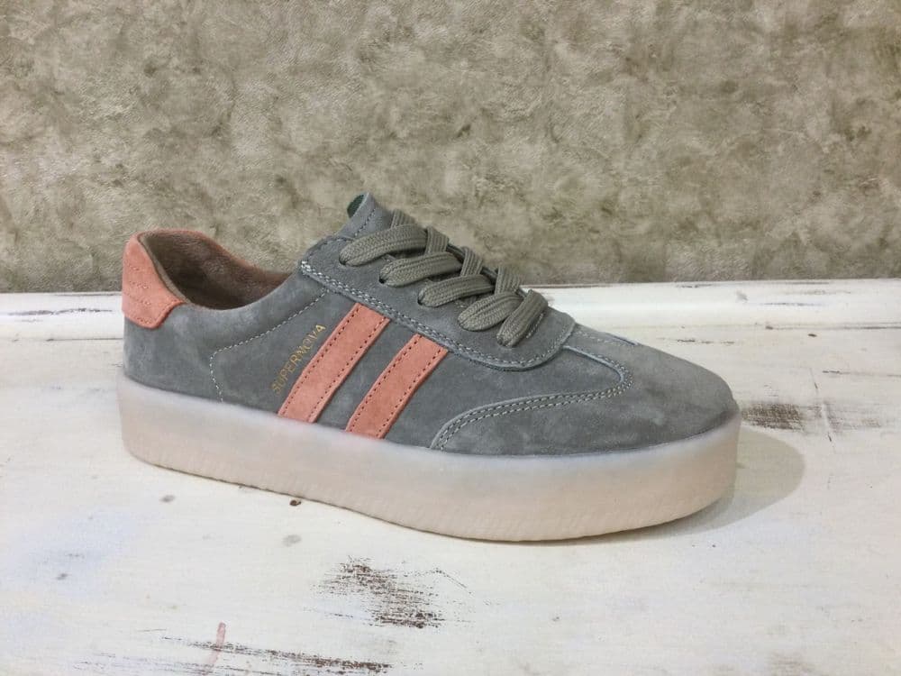 Drilleys Fifty Four Khaki/Peach Trainer