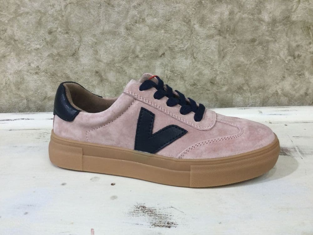 Drilleys Ninety Pink & Navy Lace up Fashion Trainer