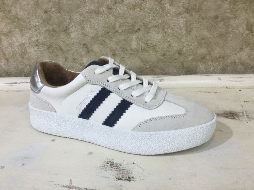 Drilleys Seventy Nine White/Navy Trainer