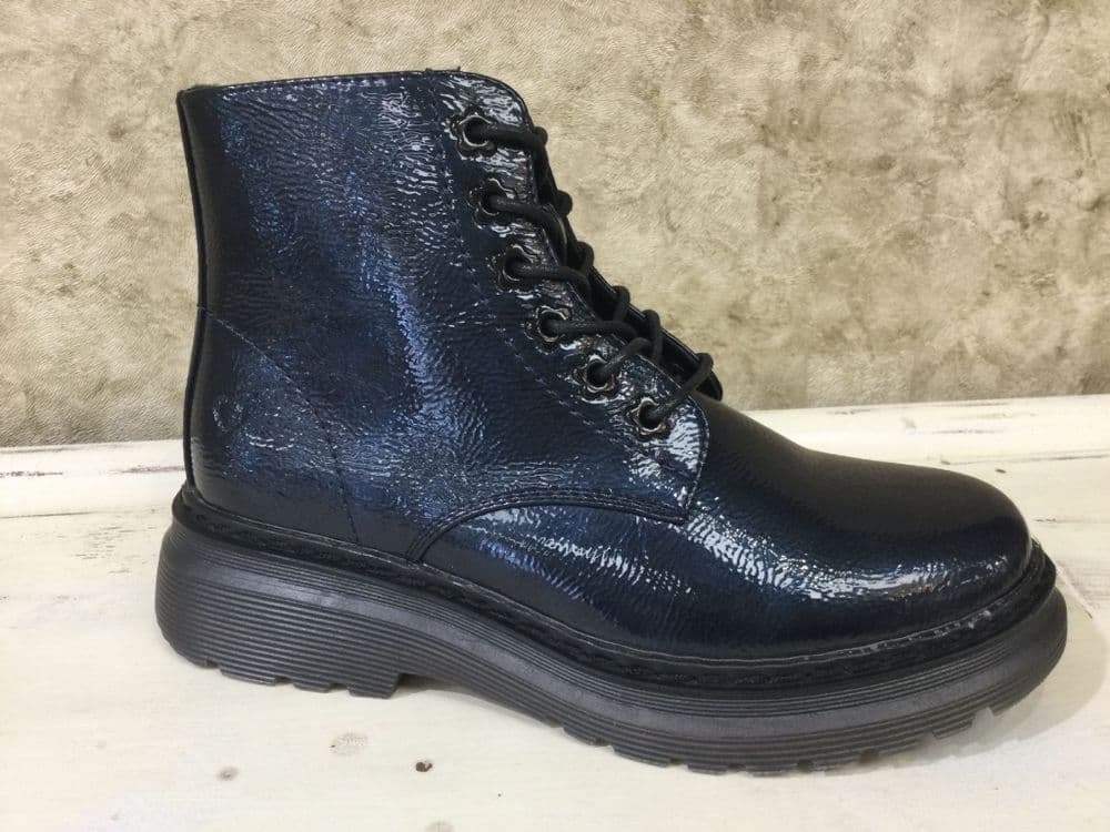 Heavenly Feet Hattie Midnight Patent Ankle Boot with Inside Zip