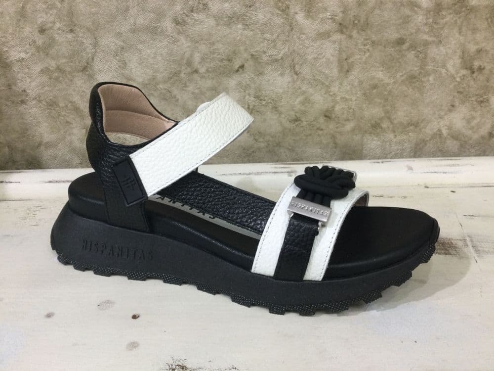 Hispanitas CHV264679 Black /White Velcro Sandal