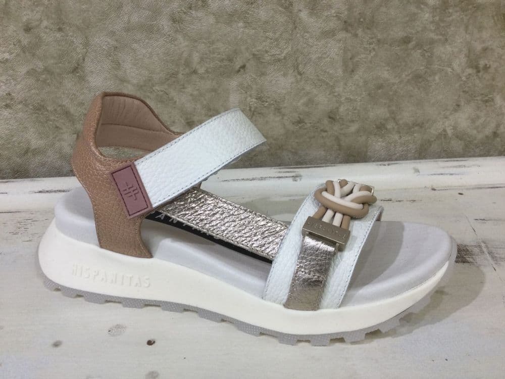 Hispanitas CHV264679 White / Metallic Mix Velcro Sandal
