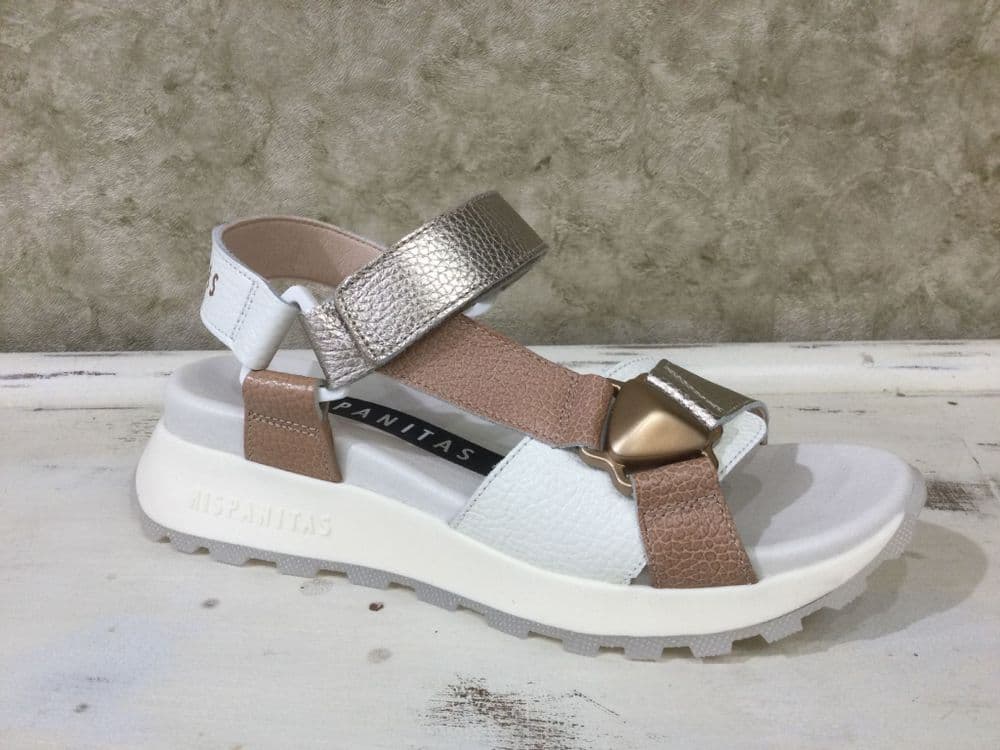 Hispanitas CHV264807 Tan / Metallic Velcro Sandal