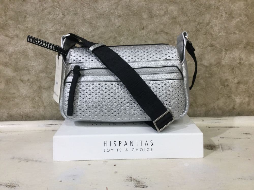 Hispanitas Handbag BV264724 Silver Crossbody bag with Black Details