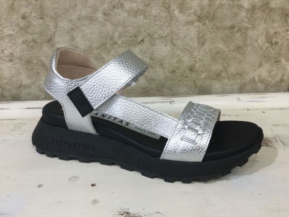 Hispanitas HV264521 Silver Velcro Strap Sandal
