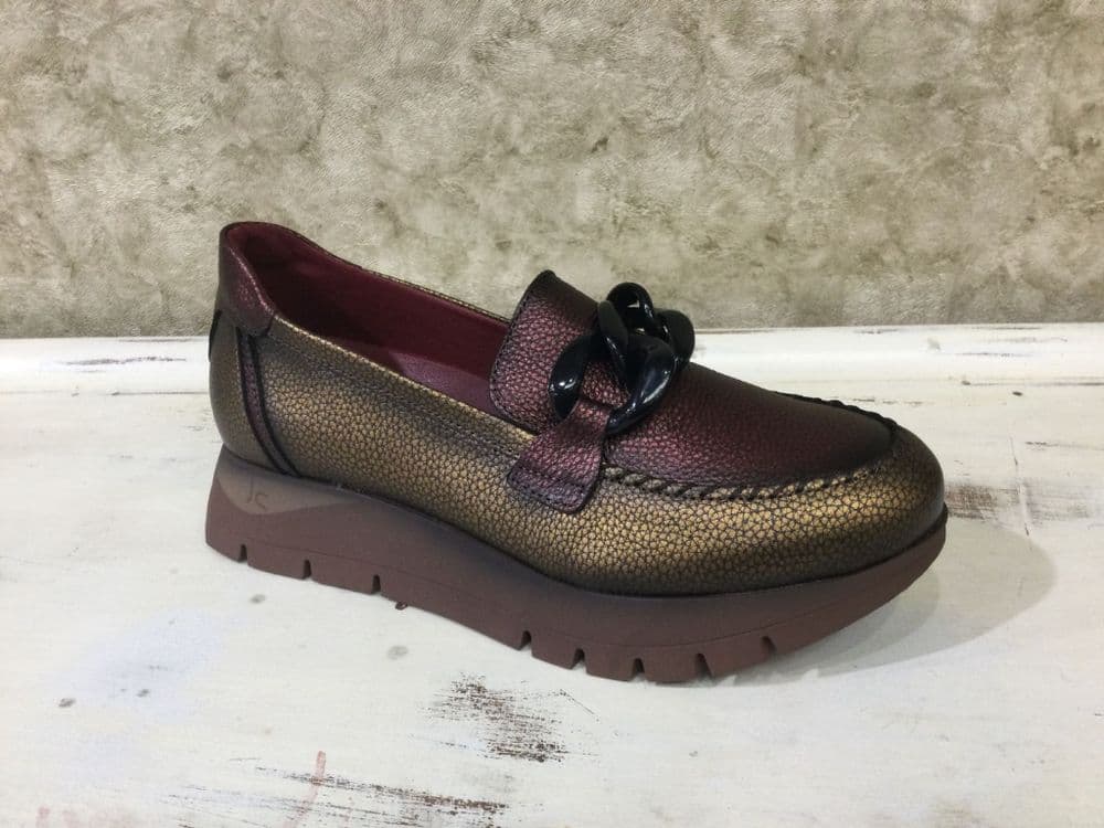 Jose Saenz 2490 Burgundy/Green Link Detail Loafer