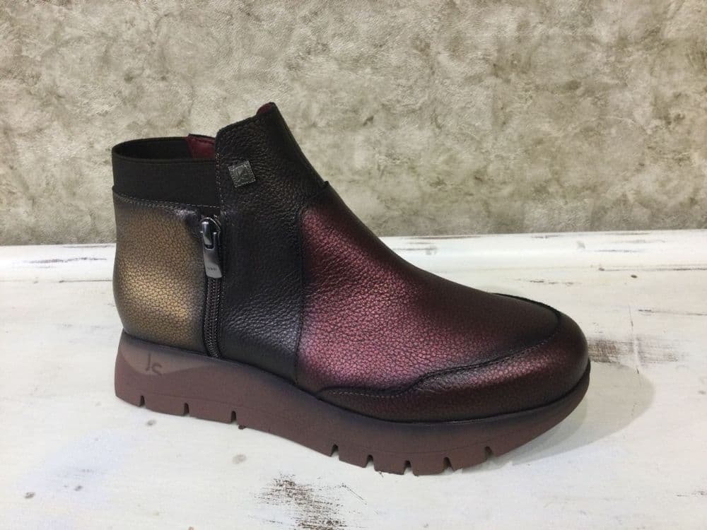Jose Saenz 2492 Burgundy/Green Ankle Boot