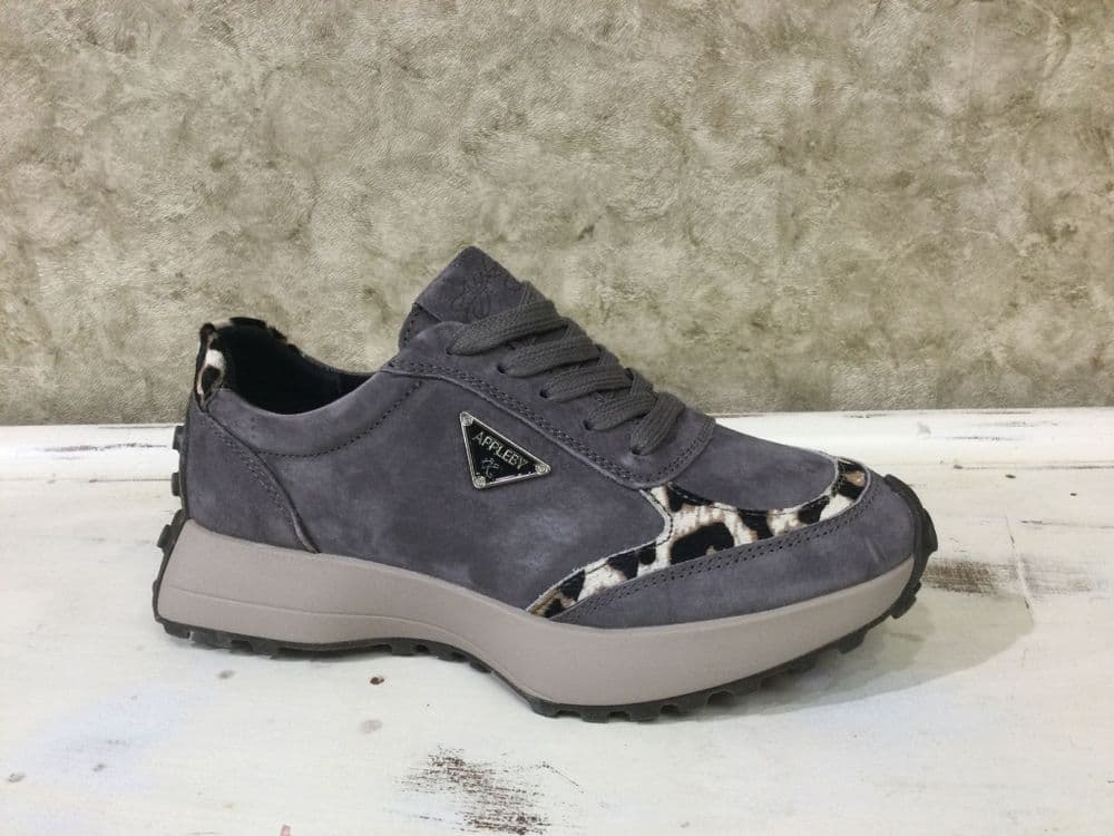 Kate Appleby Berk Grey/Leopard Lace Up Trainer