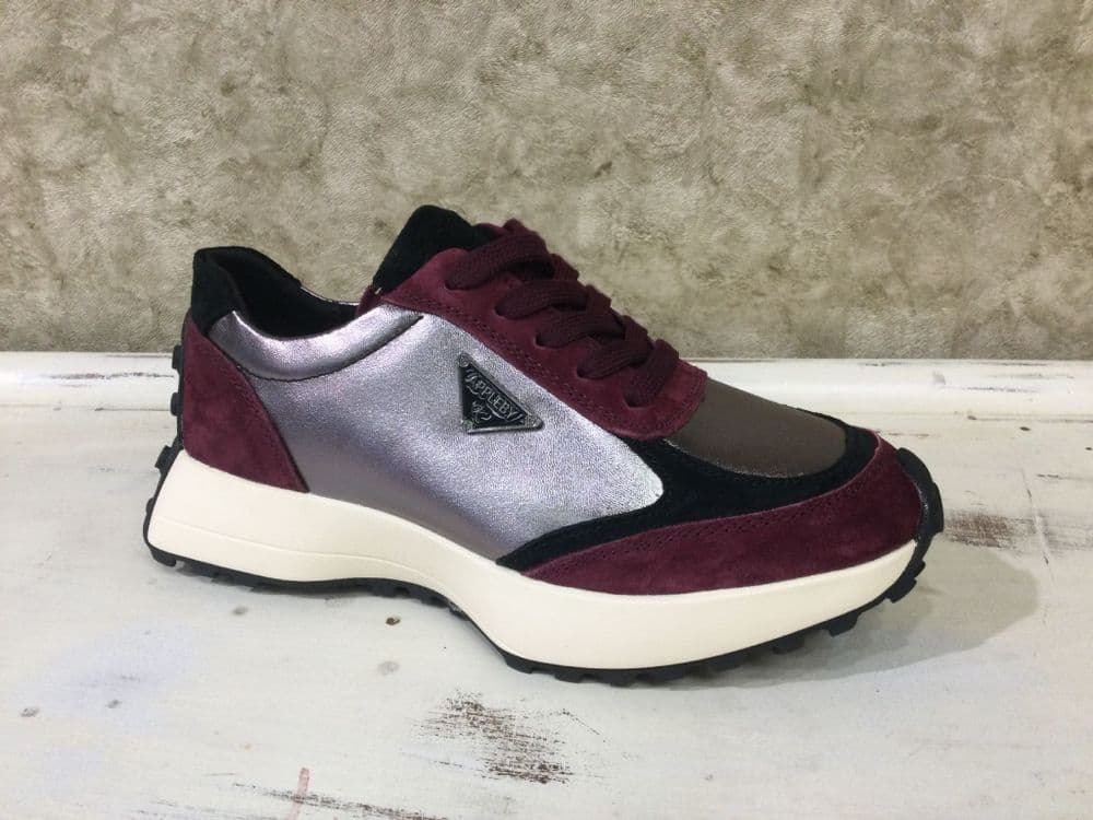 Kate Appleby Berk Pewter/Burgundy Lace Up Trainer