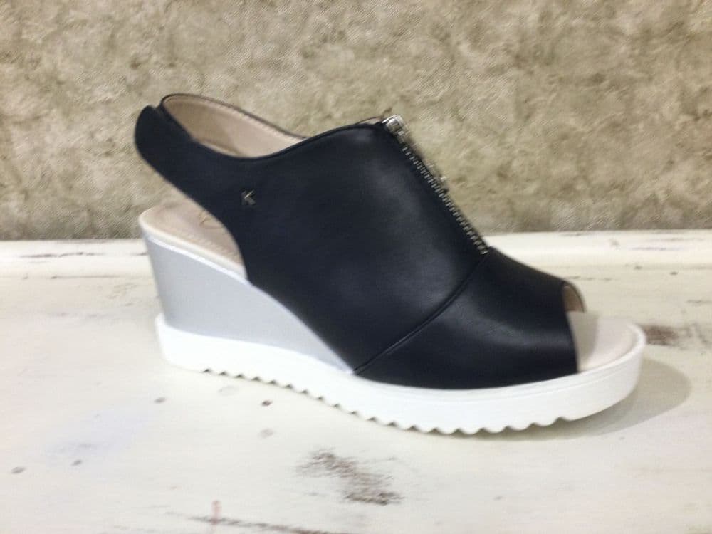 Kate Appleby Burgate Navy Zip Front Wedge Sandal