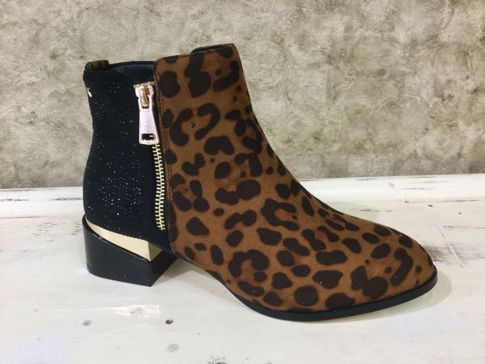 Kate Appleby Forfar Black/Leopard Zip Detail Ankle Boot
