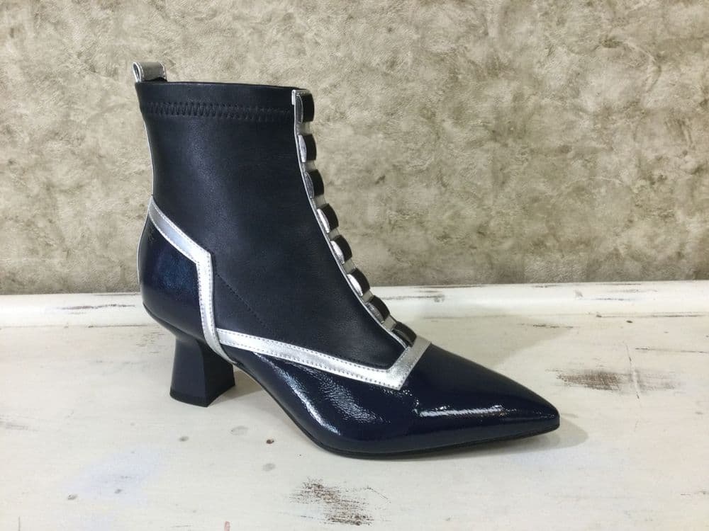 Kate Appleby Healugh Navy/Silver Heeled Zip Up Ankle Boot