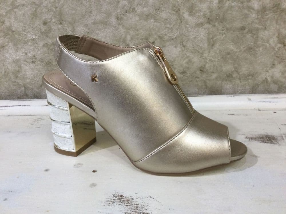 Kate Appleby Oborne Gold Zip Up Mid Heeled Sandal