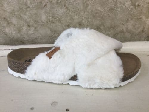 Lazy Dogz Violette White Fur Lined Slider