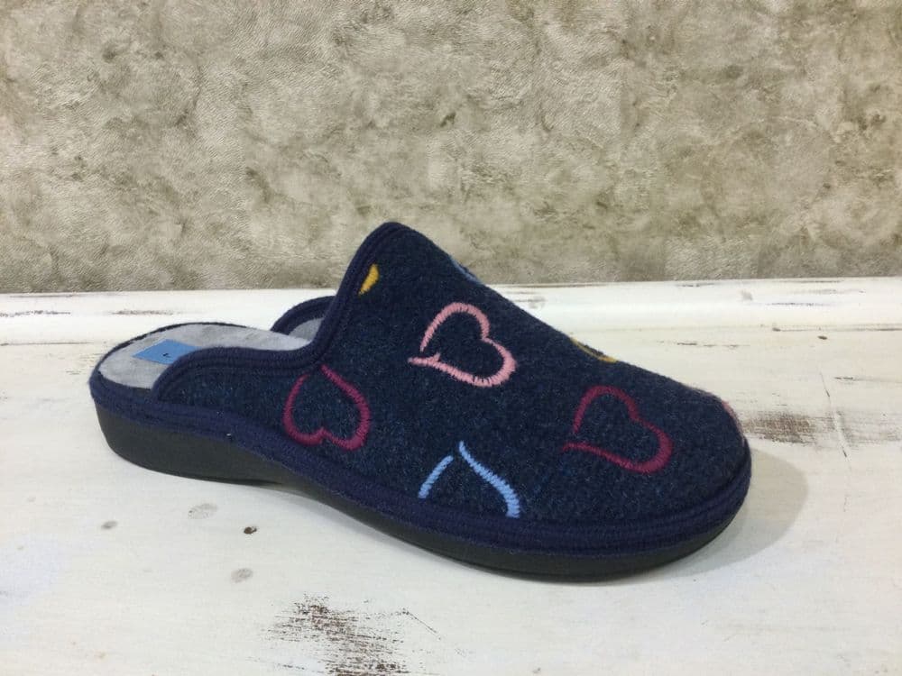 Lunar KLS130BL Love Navy Mule Slipper