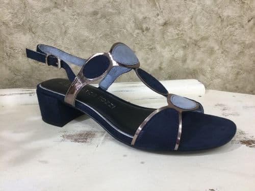 Marco Tozzi  2-28230-42-89A Navy Sandal with Silver Details